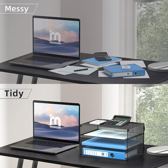3 Tier Letter Tray Paper Organizer Mesh Metal Desk File Organizer for Home & Off - Picture 5 of 6